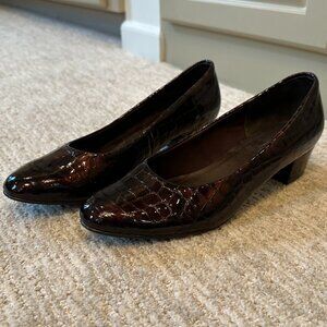 Luxury Comfort Brand Mark Lemp Classics Croc Embossed Leather Brown